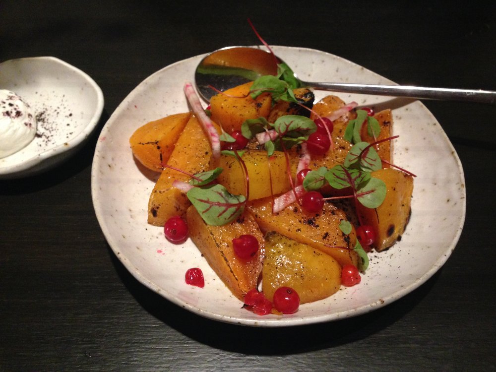  New Normal: golden beetroot and pumpkin with cranberries (goats cheese on the side). 